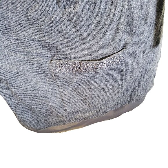Halogen XL Gray Jem Beaded Open-Front Cardigan Sweater Pockets Wool Blend - Picture 11 of 14